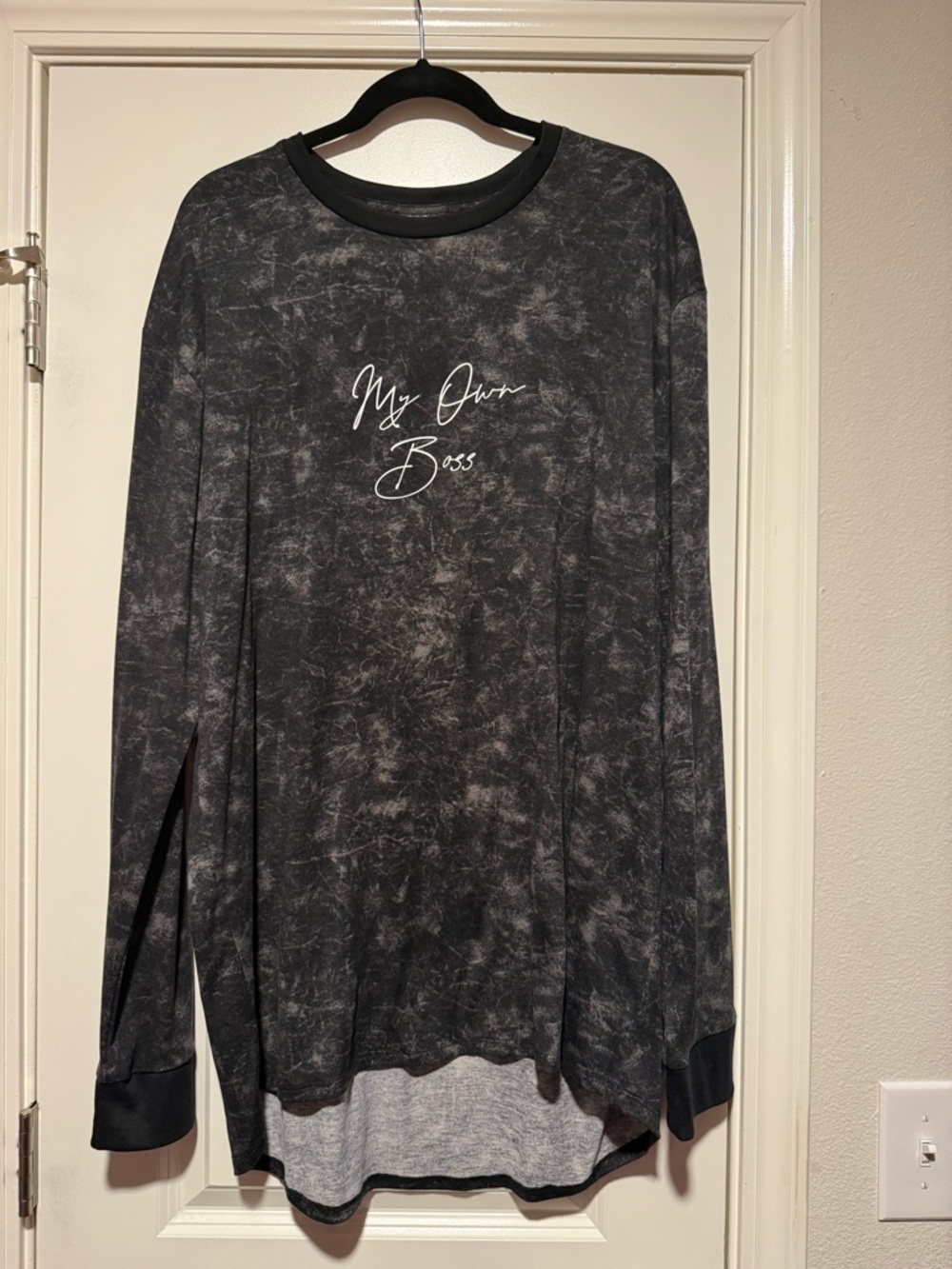 LuLaRoe Black and Gray Acid-Wash Long Sleeve Top